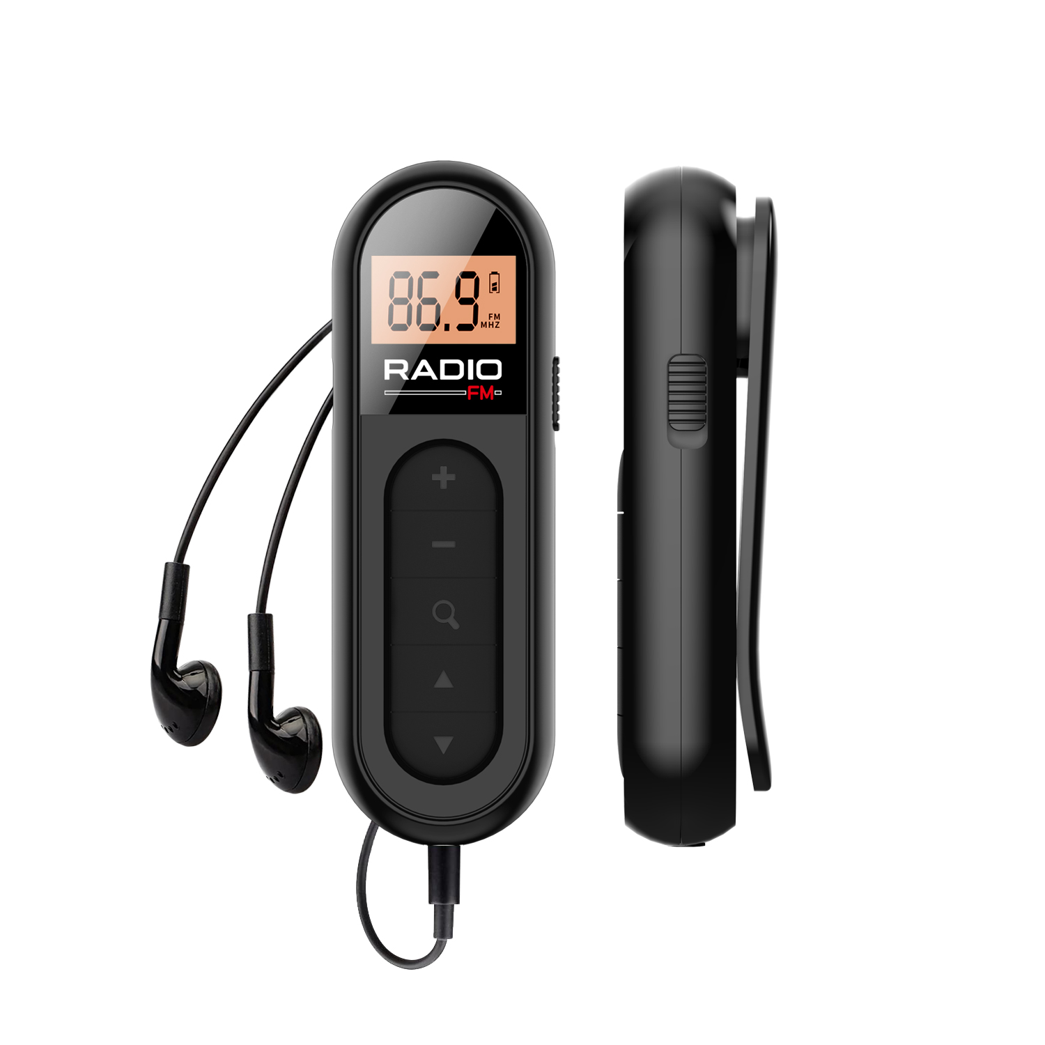 Emergency Radio Solar - ポータブル充電式ポケットFMラジオ、デジタルチューニング、液晶画面、ベルトクリップ、ステレオサウンドイヤホンjac、最高の受信
