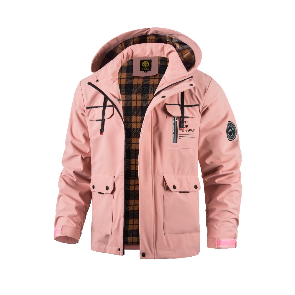 Outdoor Adventure Windbreaker - メンズ春秋アウトドアカジュアルジャケット防水フード付きウィンドブレーカーマルチポケットコートアウトドアキャンプ&アドベンチャー用