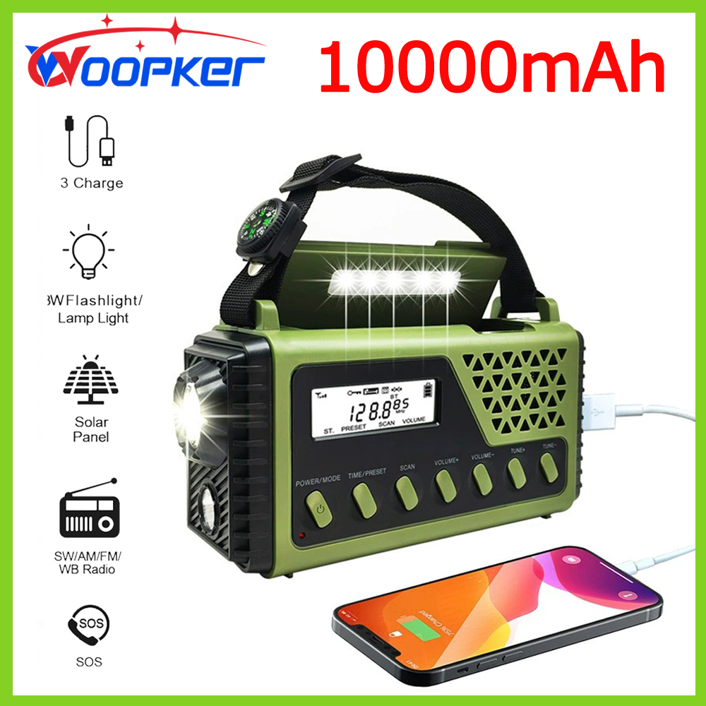 Emergency Radio Solar - Woopker ラジオ SY-1199 10000mAh 多機能 FM