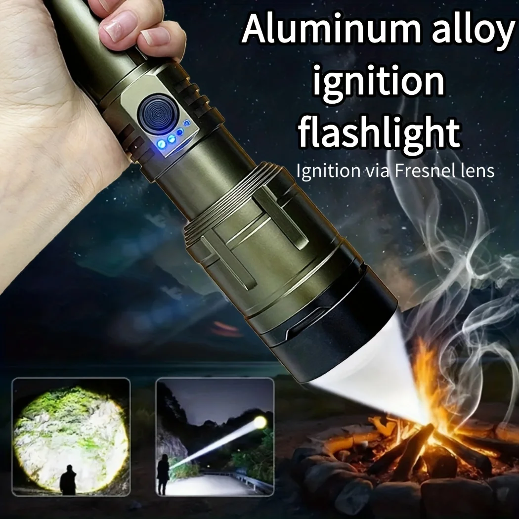 Outdoor Adventure Inc - 強力な懐中電灯集中点火懐中電灯防水タイプ C 充電式ランプアウトドアキャンプアドベンチャートーチ