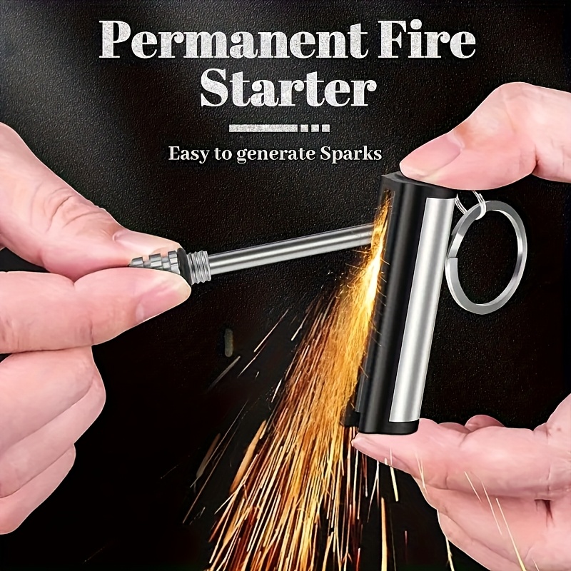 Fire Piston Starter - ピストン式サバイバルファイヤースターター、キーチェーンタイプ、防水ケース、男性向けアウトドアキャンプガジェット用ポータブルアイテム