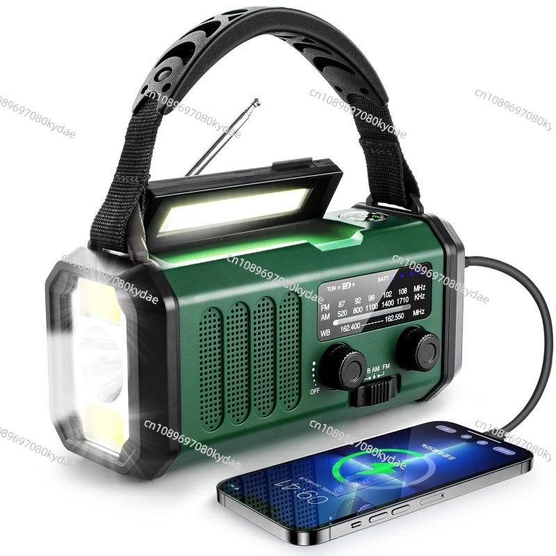 Emergency Radio Solar - 10000/20000mAhバッテリー搭載、手回し式緊急用気象ラジオ、ソーラー充電、内蔵懐中電灯、読書灯、SOSアラーム付き