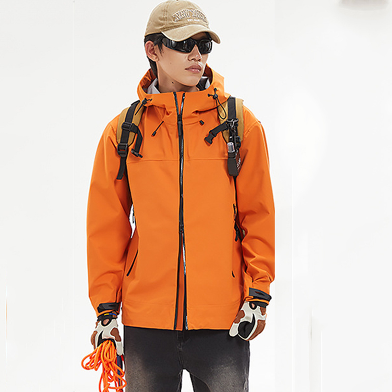 Outdoor Adventure Windbreaker - メンズレインジャケット 軽量テフロンウィンドブレーカージャケット アームポケットとフード付き アウトドアアドベンチャーハイキングコート