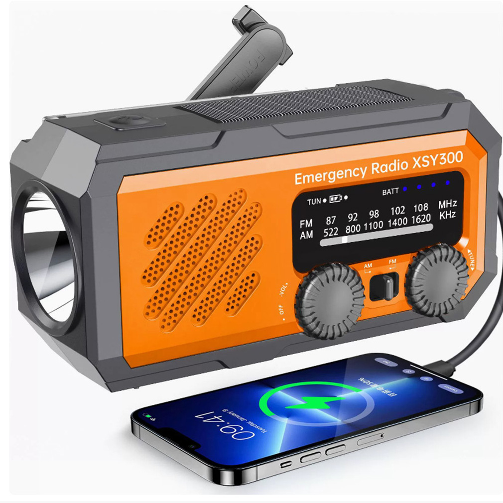 Emergency Radio Solar - 新しい 2000mAh 緊急ラジオ ソーラーハンドクランク発電機ラジオ LED ライト付き