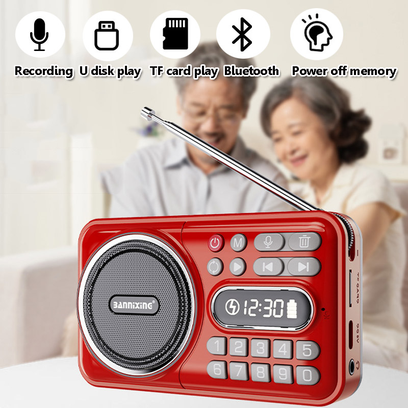 Emergency Radio Solar - ミニFMラジオ,Bluetooth,ワイヤレス,サウンドバー,音楽プレーヤー,レコーダー,最高の受信,76〜108MHz,LEDディスプレイ付き