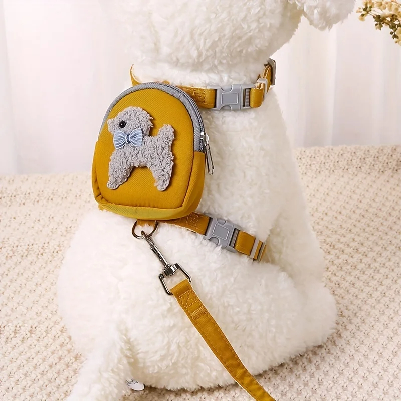 Outdoor Adventure Vest - 小型犬と中型犬用のバックパックとリード付きの調節可能なソフトペットベスト - アウトドアアドベンチャーやおやつの持ち運びに最適