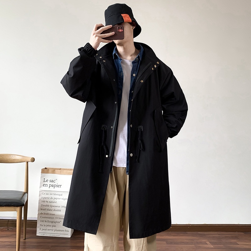 トレンチチェック柄コート メンズ ウィンドブレーカー 膝丈  - Outdoor Adventure Windbreaker のレビューと価格