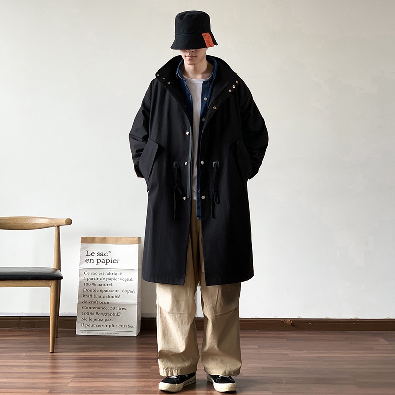 トレンチチェック柄コート メンズ ウィンドブレーカー 膝丈  - Outdoor Adventure Windbreaker のレビューと価格