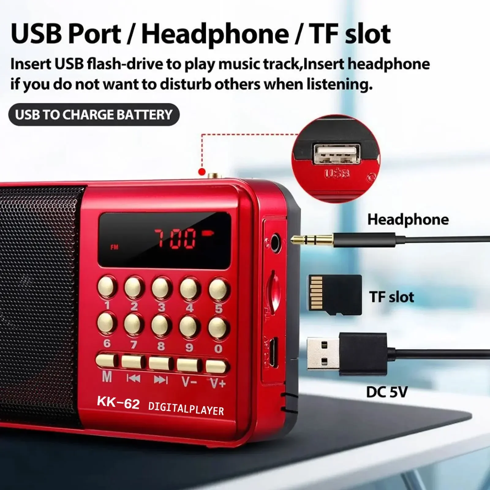 ポータブル充電式ミニ FM ラジオプレーヤー多機能プラグイン - Emergency Radio Solar のレビューと価格