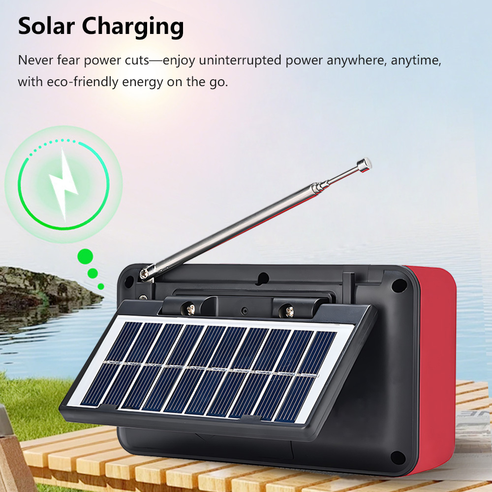 ソーラー充電式ポータブルFMラジオ、Bluetoothスピー - Emergency Radio Solar のレビューと価格