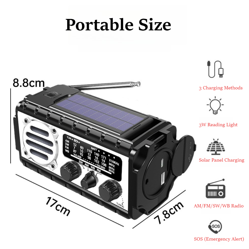 ポータブルソーラーハンドクランク式非常用ラジオ 20000m - Emergency Radio Solar のレビューと価格