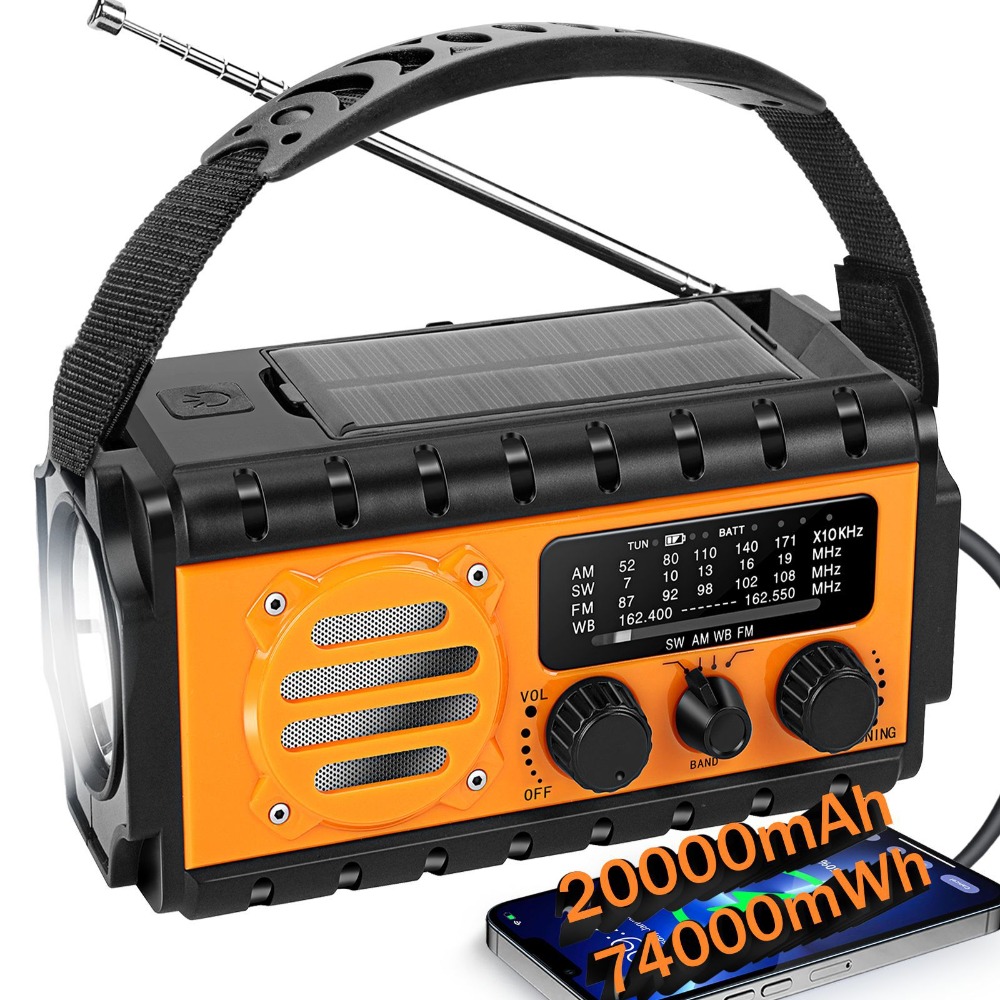ポータブルソーラーハンドクランク式非常用ラジオ 20000m - Emergency Radio Solar のレビューと価格