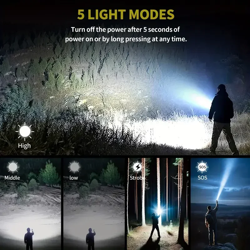 強力な懐中電灯集中点火懐中電灯防水タイプ C 充電式ランプア - Outdoor Adventure Inc のレビューと価格