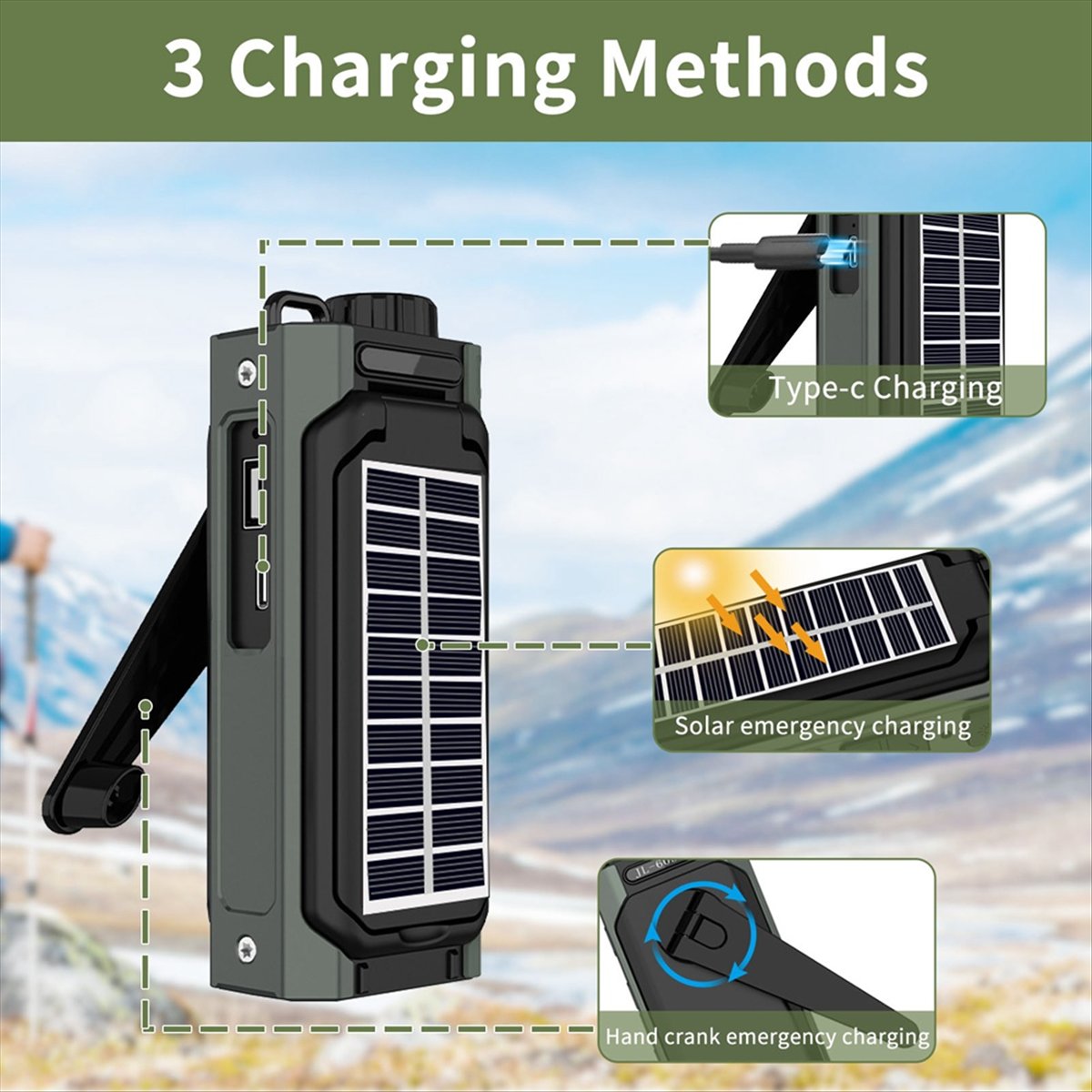 A26Z ポータブルソーラーラジオ、緊急用手回しラジオ、ダイ - Emergency Radio Solar のレビューと価格