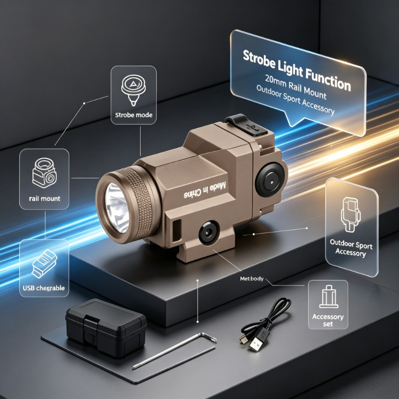 20mmレール装着型金属製LED懐中電灯 800LM ストロ - Outdoor Adventure Hobbies のレビューと価格