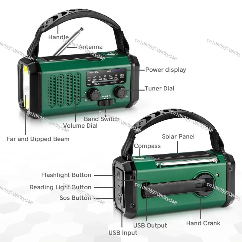 10000/20000mAhバッテリー搭載、手回し式緊急用気 - Emergency Radio Solar のレビューと価格