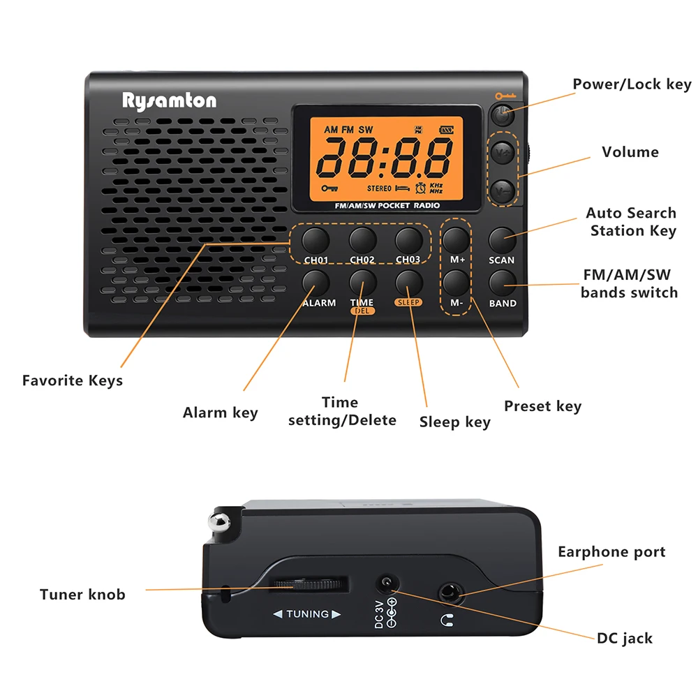 ポータブルバッテリーラジオ FM 短波デジタル時計ラジオ ス - Emergency Radio Solar のレビューと価格