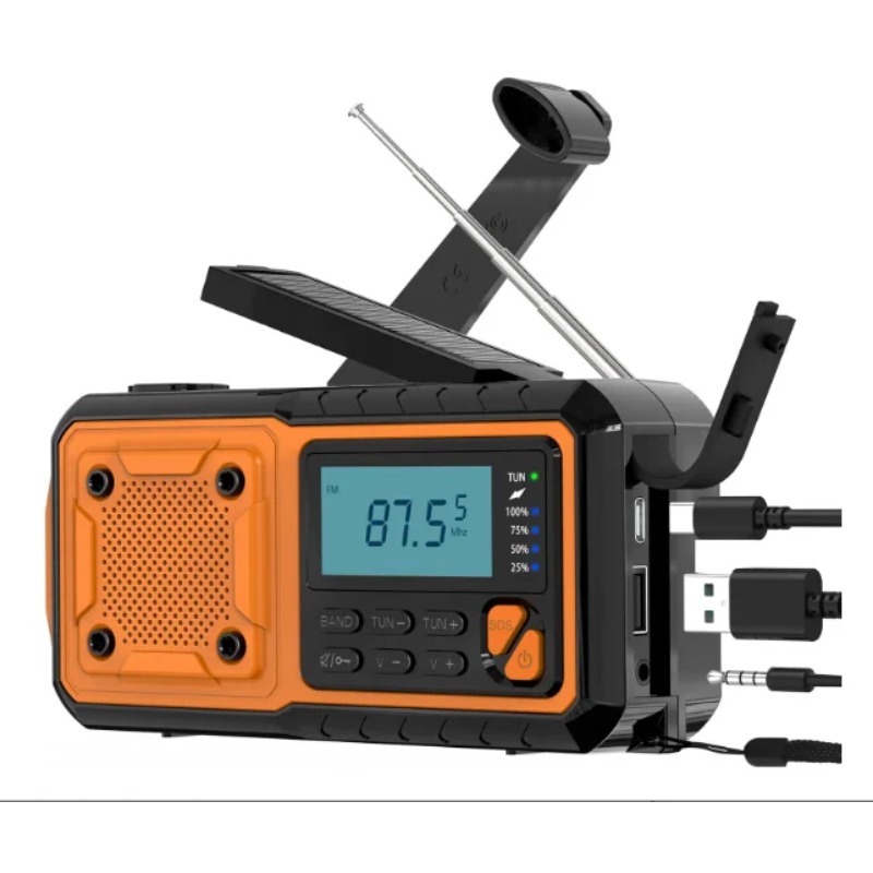 4000mAh ソーラーハンドクランク緊急ラジオ AM/FM - Emergency Radio Solar のレビューと価格