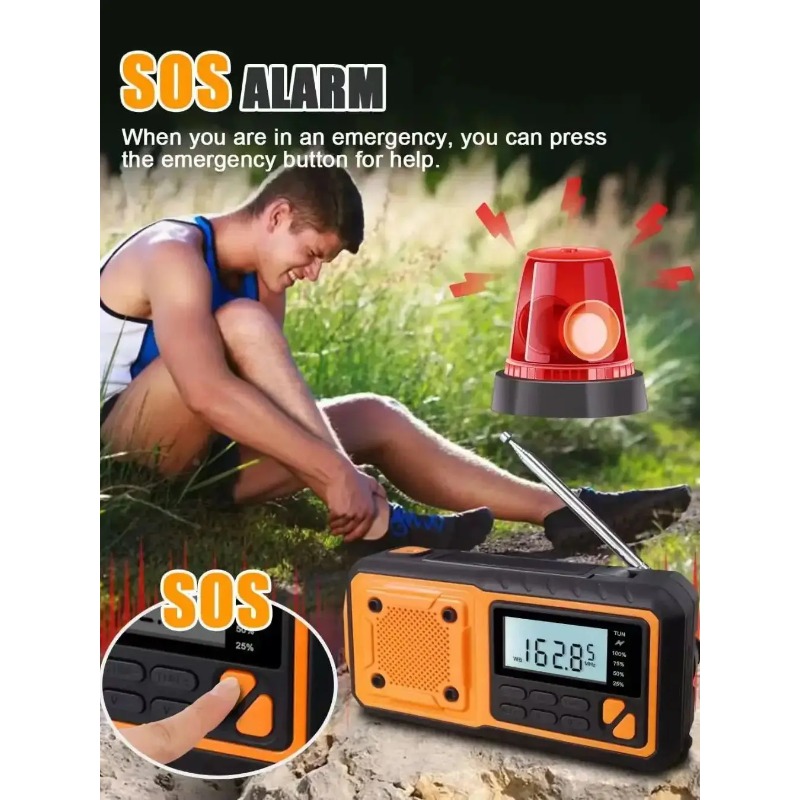 4000mAh ソーラーハンドクランク緊急ラジオ AM/FM - Emergency Radio Solar のレビューと価格