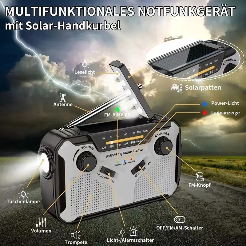 ソーラーラジオ、AM/FMポータブルクランクラジオダイナモ緊 - Emergency Radio Solar のレビューと価格