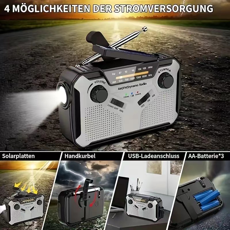 ソーラーラジオ、AM/FMポータブルクランクラジオダイナモ緊 - Emergency Radio Solar のレビューと価格